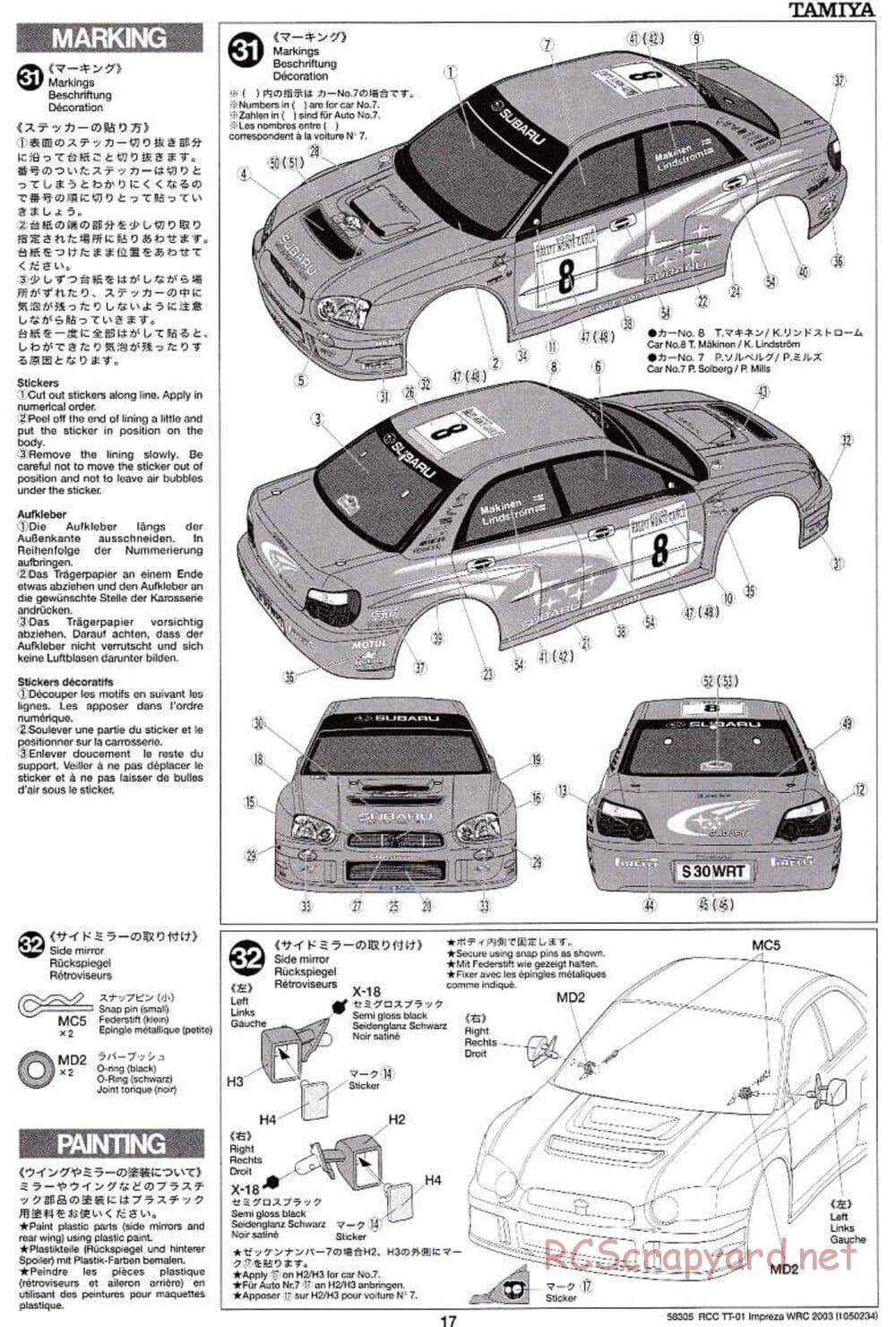 Tamiya - Subaru Impreza WRC 2003 - TT-01 Chassis - Manual - Page 17