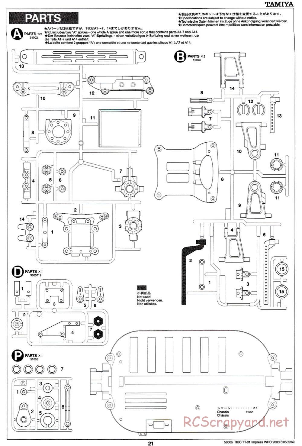 Tamiya - Subaru Impreza WRC 2003 - TT-01 Chassis - Manual - Page 21