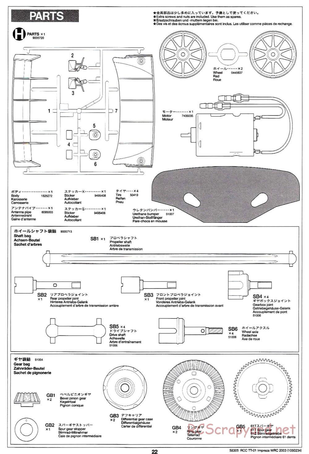 Tamiya - Subaru Impreza WRC 2003 - TT-01 Chassis - Manual - Page 22