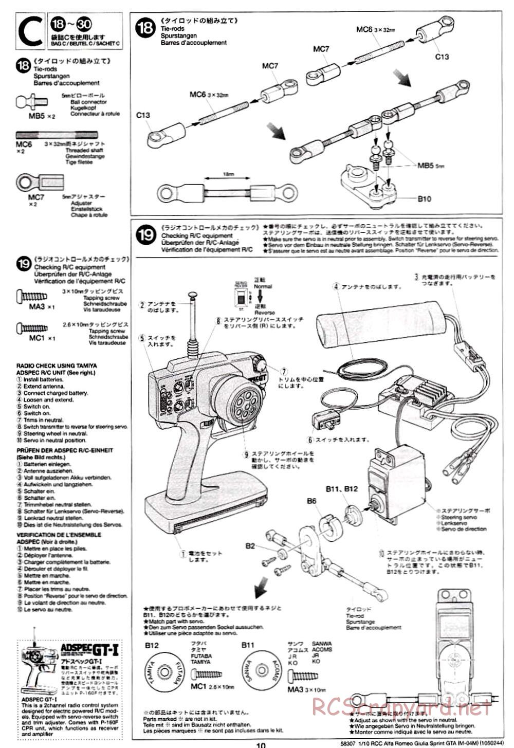 Tamiya - Alfa Romeo Giulia Sprint GTA - M04M Chassis - Manual - Page 10