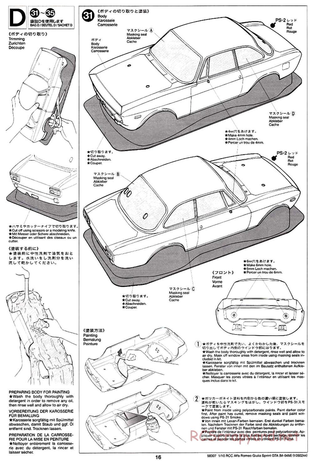 Tamiya - Alfa Romeo Giulia Sprint GTA - M04M Chassis - Manual - Page 16