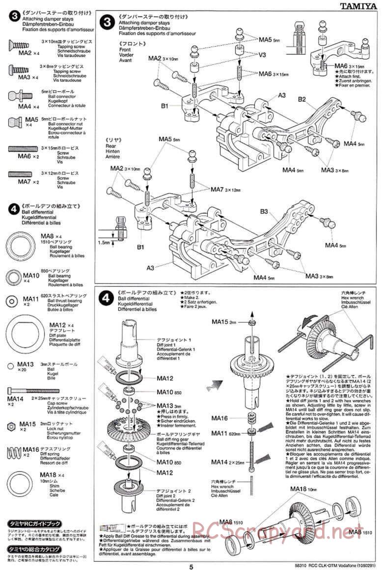 Tamiya - Mercedes-Benz CLK-DTM Team Vodafone AMG-Mercedes - TB-02 Chassis - Manual - Page 5