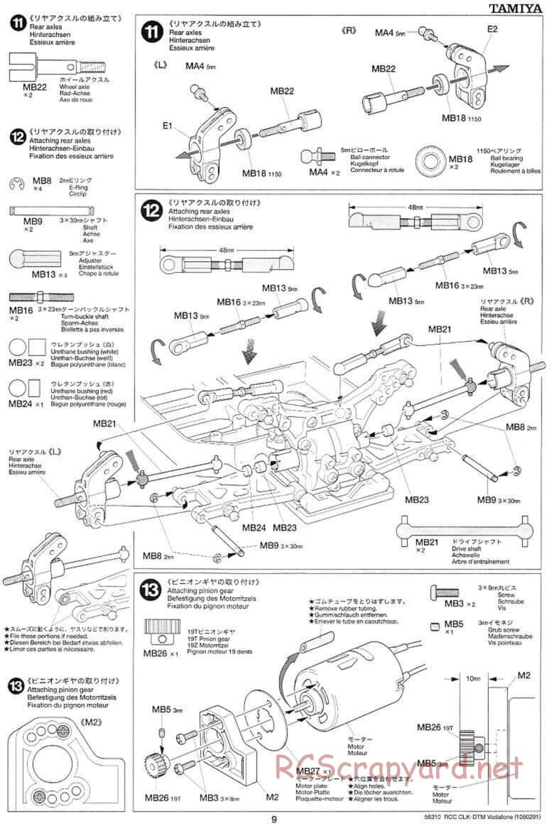 Tamiya - Mercedes-Benz CLK-DTM Team Vodafone AMG-Mercedes - TB-02 Chassis - Manual - Page 9