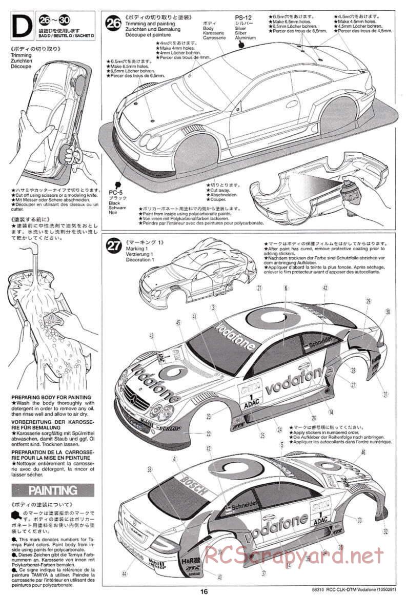 Tamiya - Mercedes-Benz CLK-DTM Team Vodafone AMG-Mercedes - TB-02 Chassis - Manual - Page 16