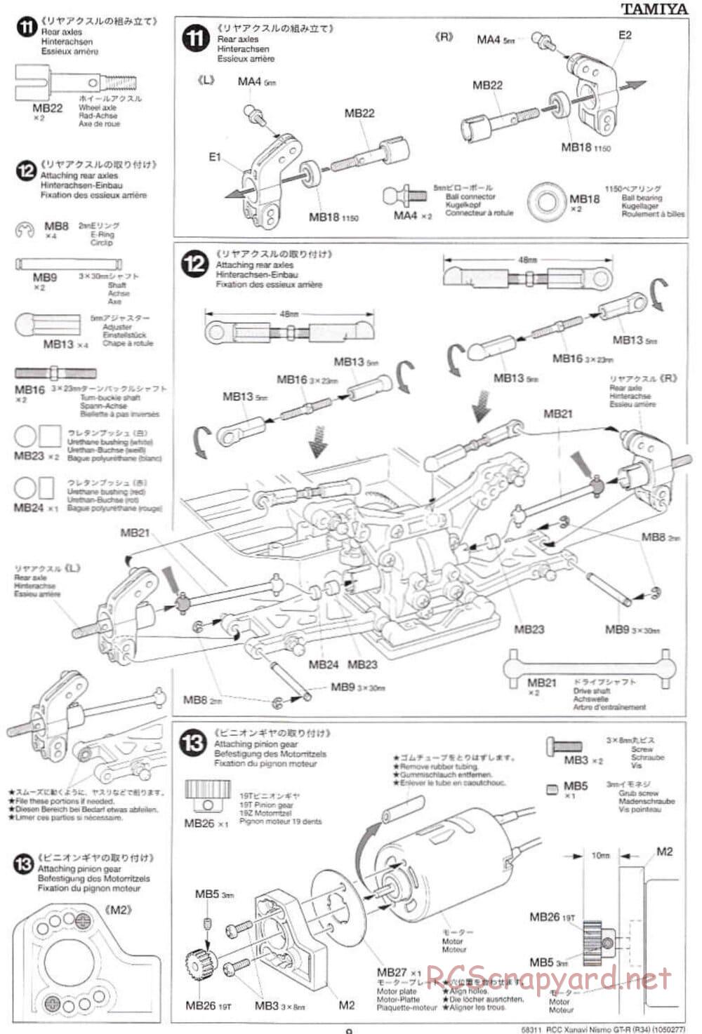 Tamiya - Xanavi Nismo GT-R (R34) - TB-02 Chassis - Manual - Page 9
