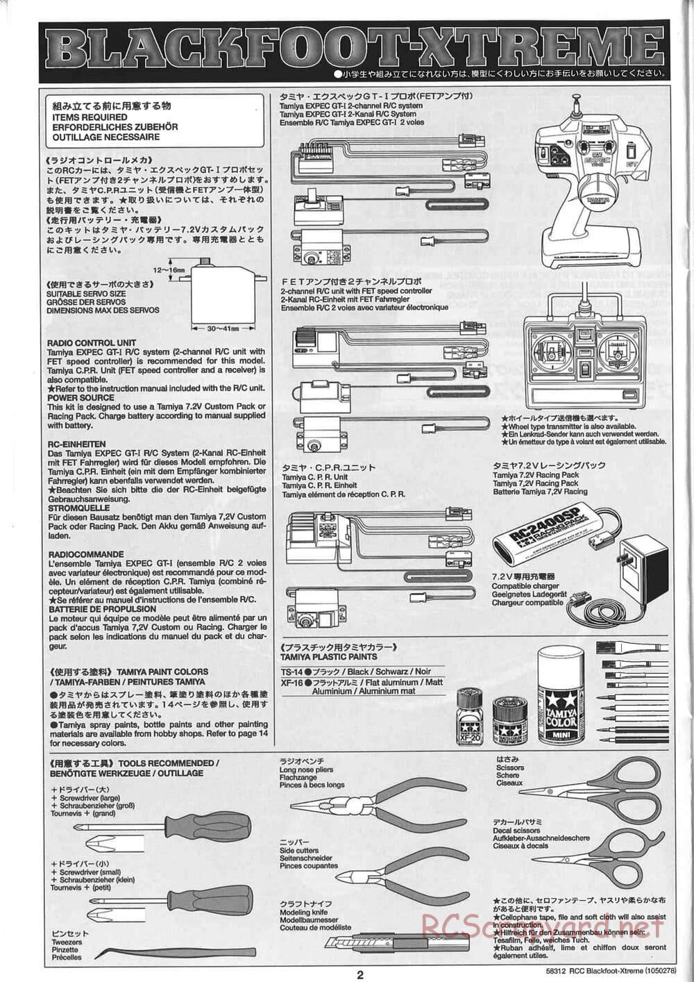 Tamiya - Blackfoot Xtreme - WT-01 Chassis - Manual - Page 2