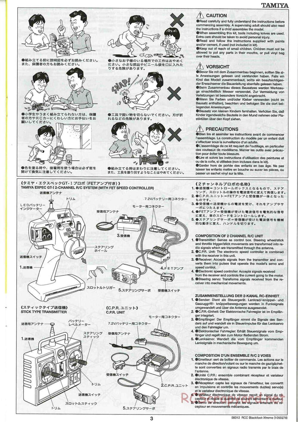 Tamiya - Blackfoot Xtreme - WT-01 Chassis - Manual - Page 3