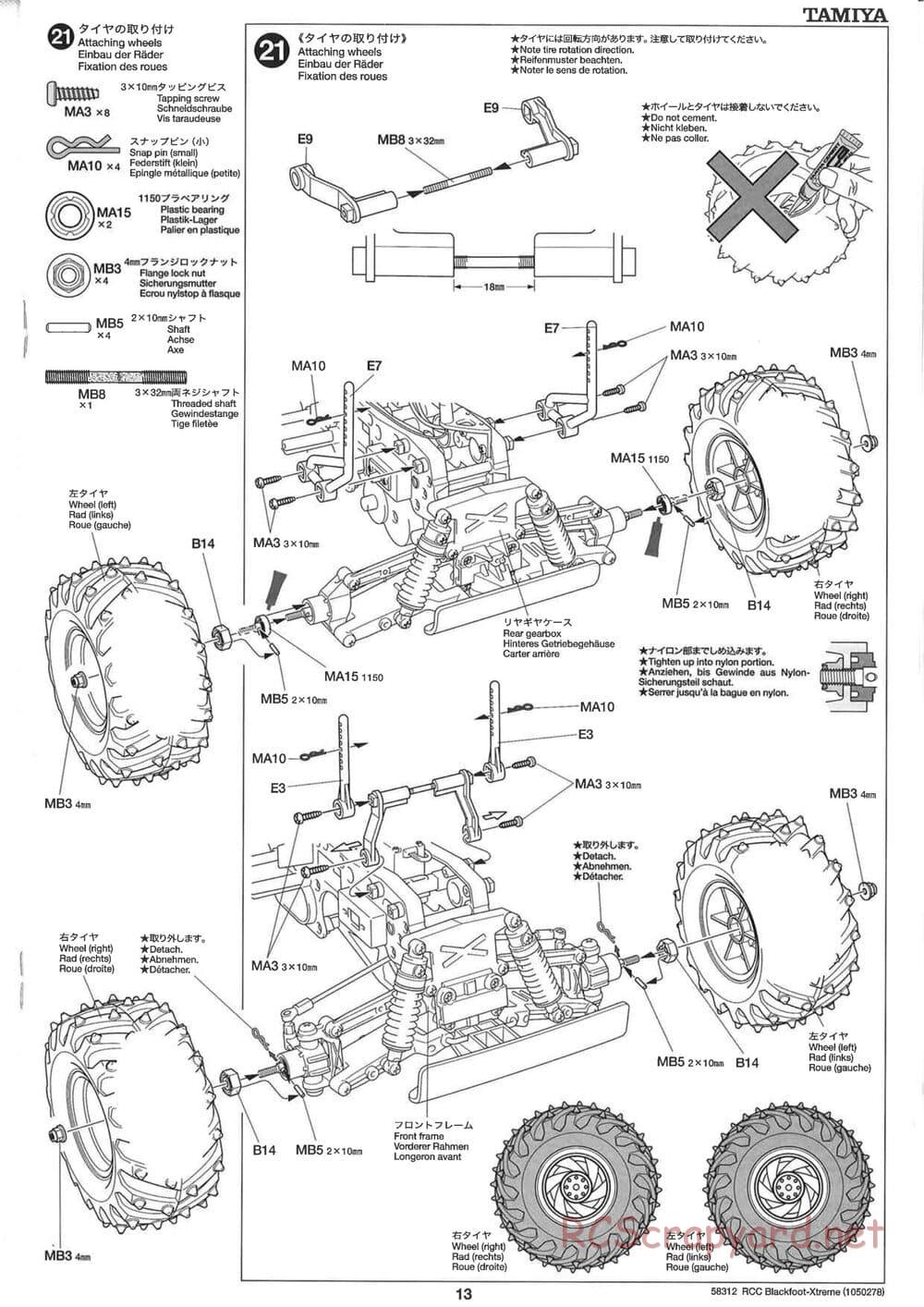 Tamiya - Blackfoot Xtreme - WT-01 Chassis - Manual - Page 13