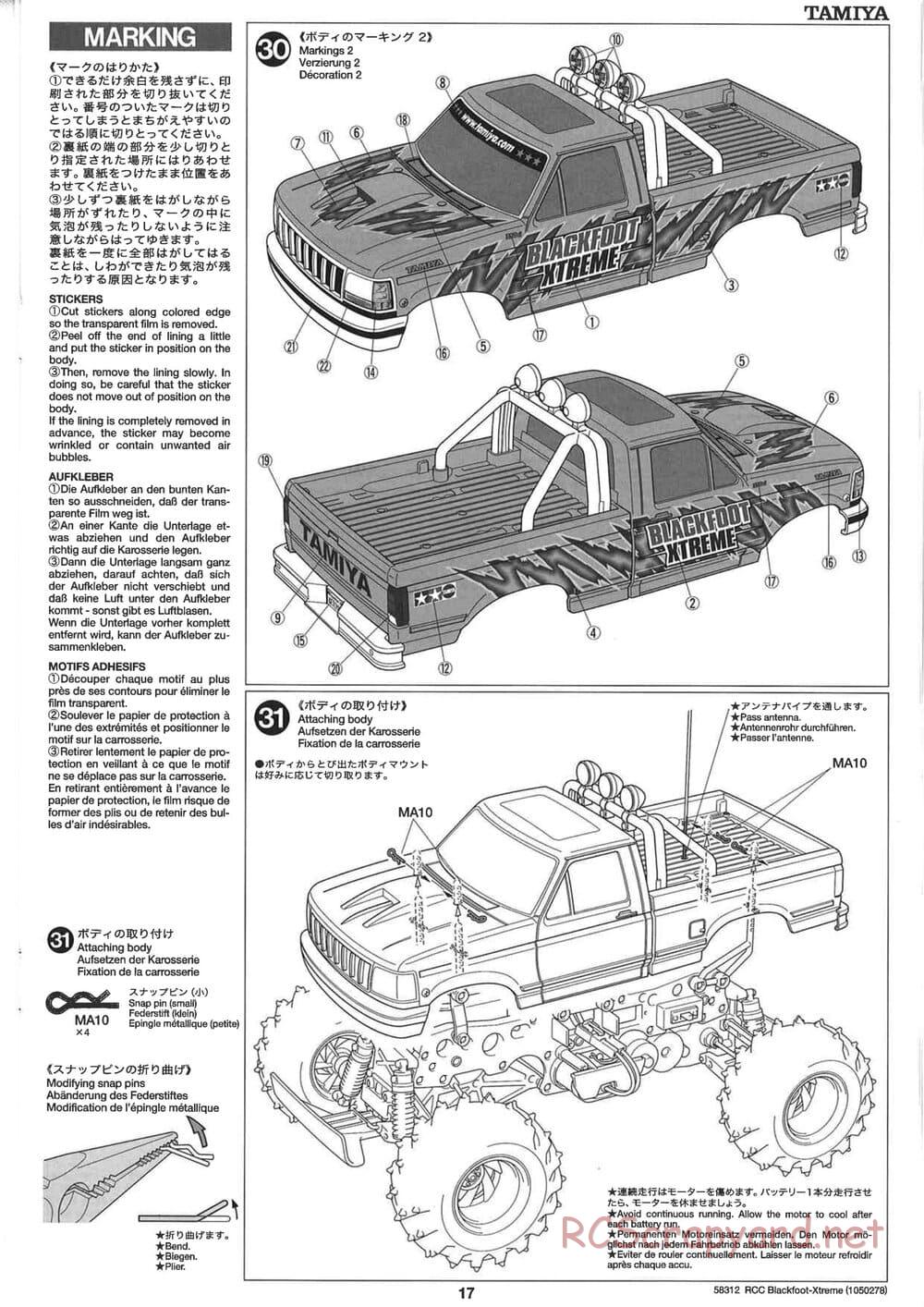 Tamiya - Blackfoot Xtreme - WT-01 Chassis - Manual - Page 17