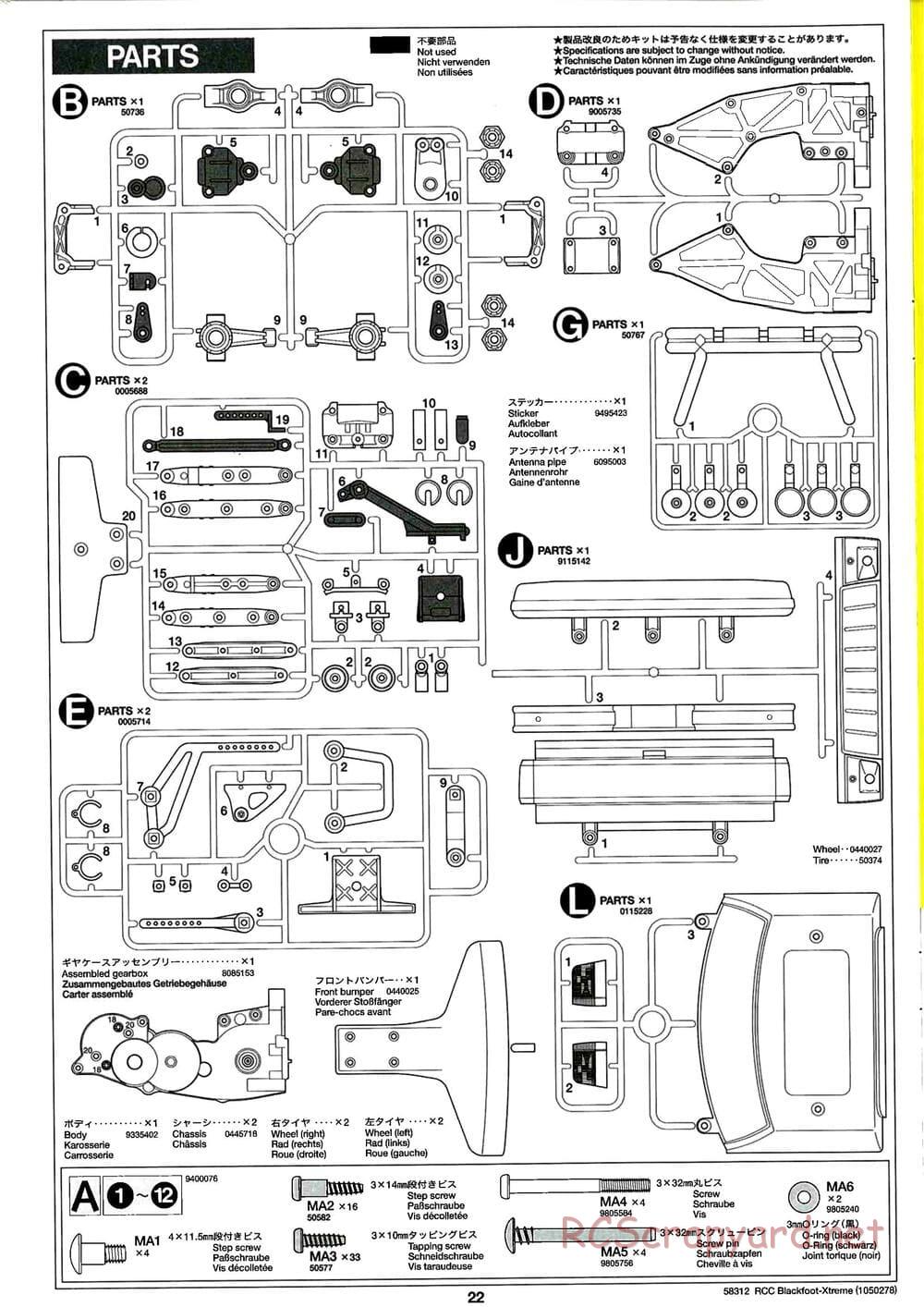 Tamiya - Blackfoot Xtreme - WT-01 Chassis - Manual - Page 22