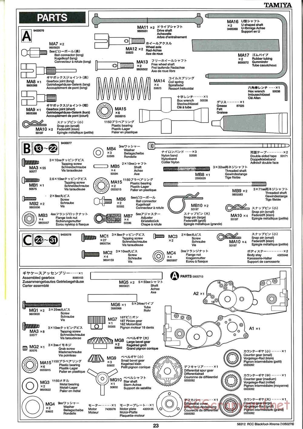 Tamiya - Blackfoot Xtreme - WT-01 Chassis - Manual - Page 23