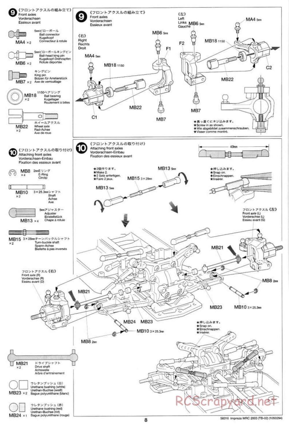 Tamiya - Subaru Impreza WRC 2003 - TB-02 Chassis - Manual - Page 8