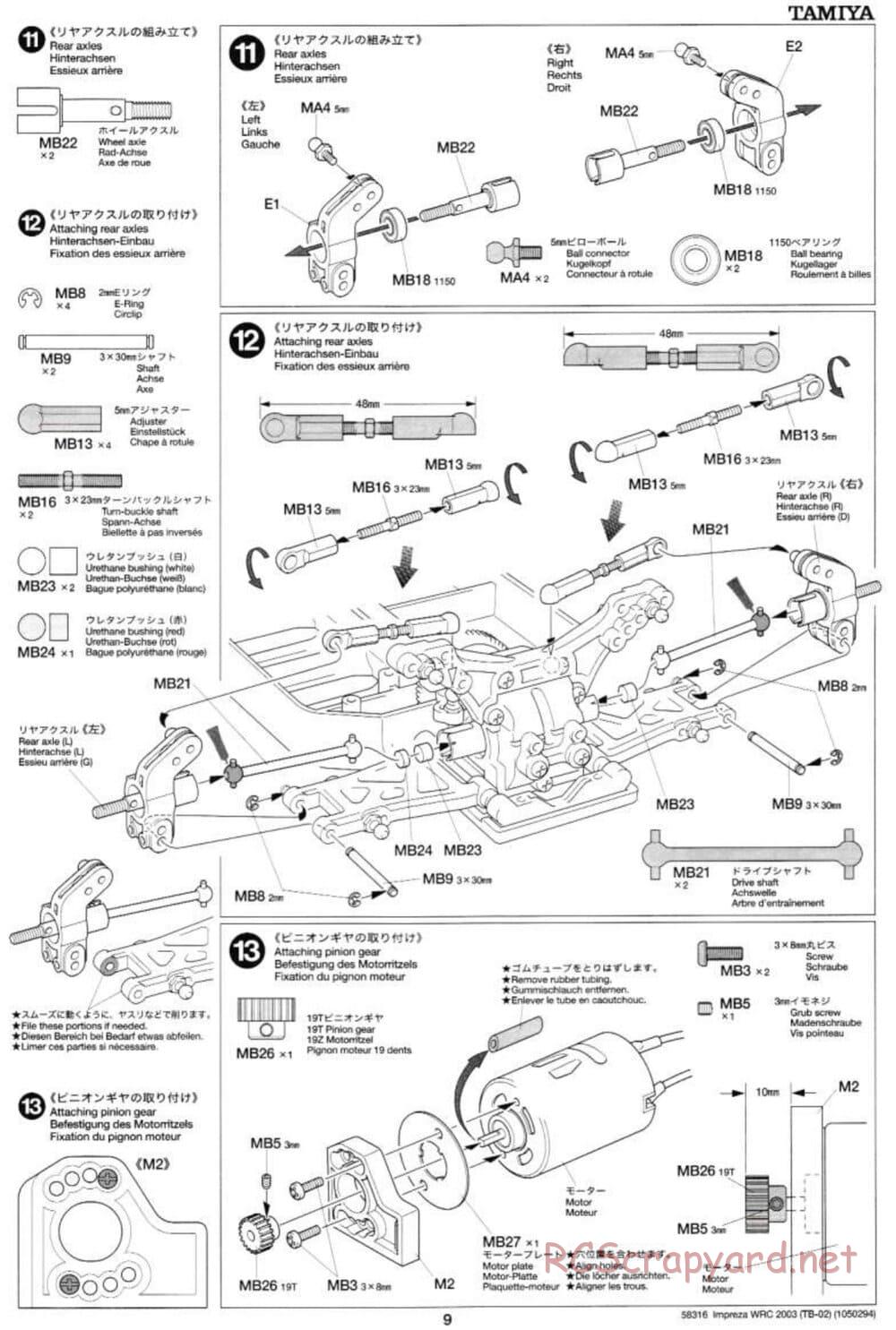 Tamiya - Subaru Impreza WRC 2003 - TB-02 Chassis - Manual - Page 9