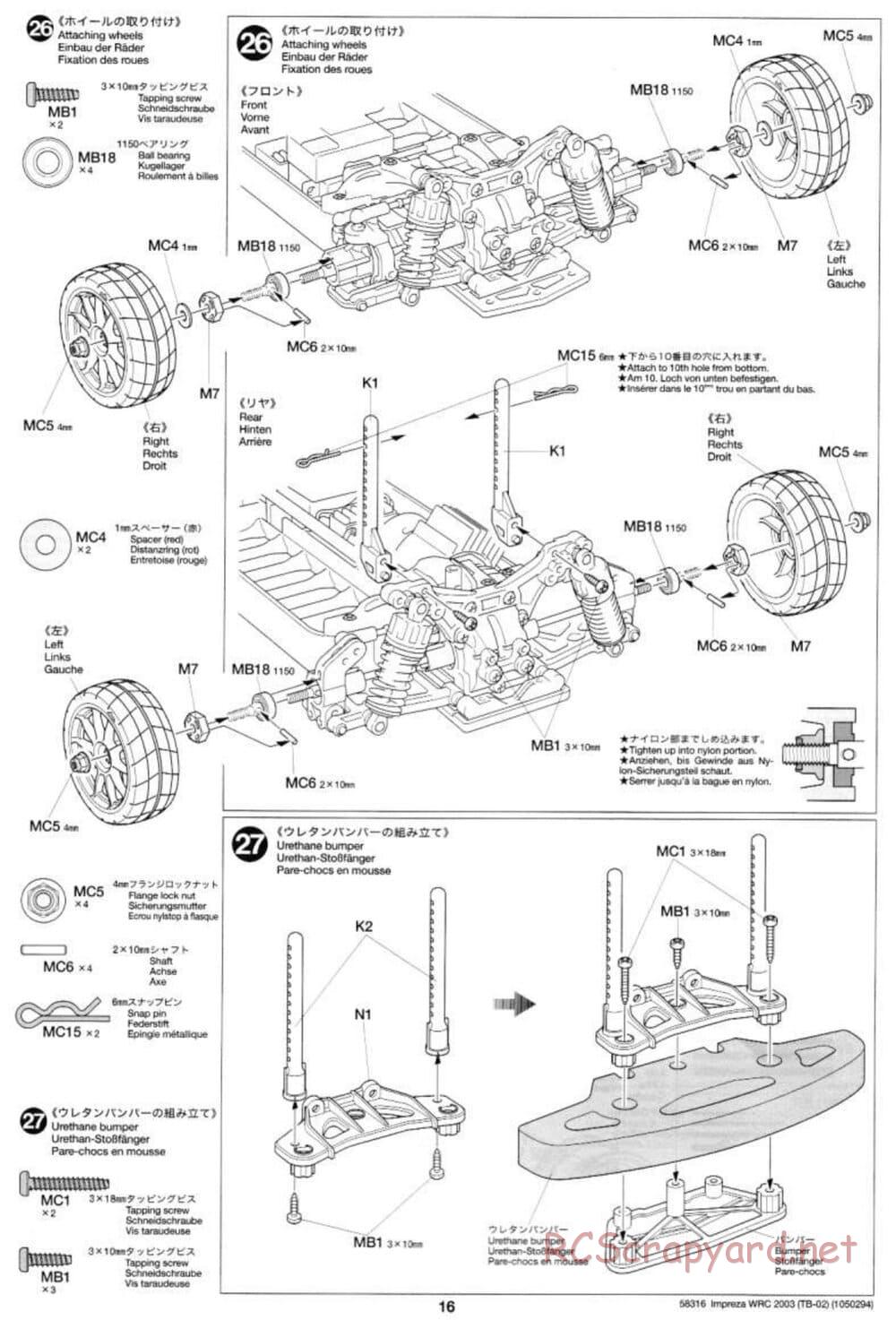 Tamiya - Subaru Impreza WRC 2003 - TB-02 Chassis - Manual - Page 16