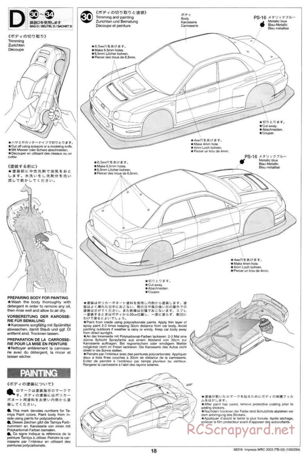 Tamiya - Subaru Impreza WRC 2003 - TB-02 Chassis - Manual - Page 18