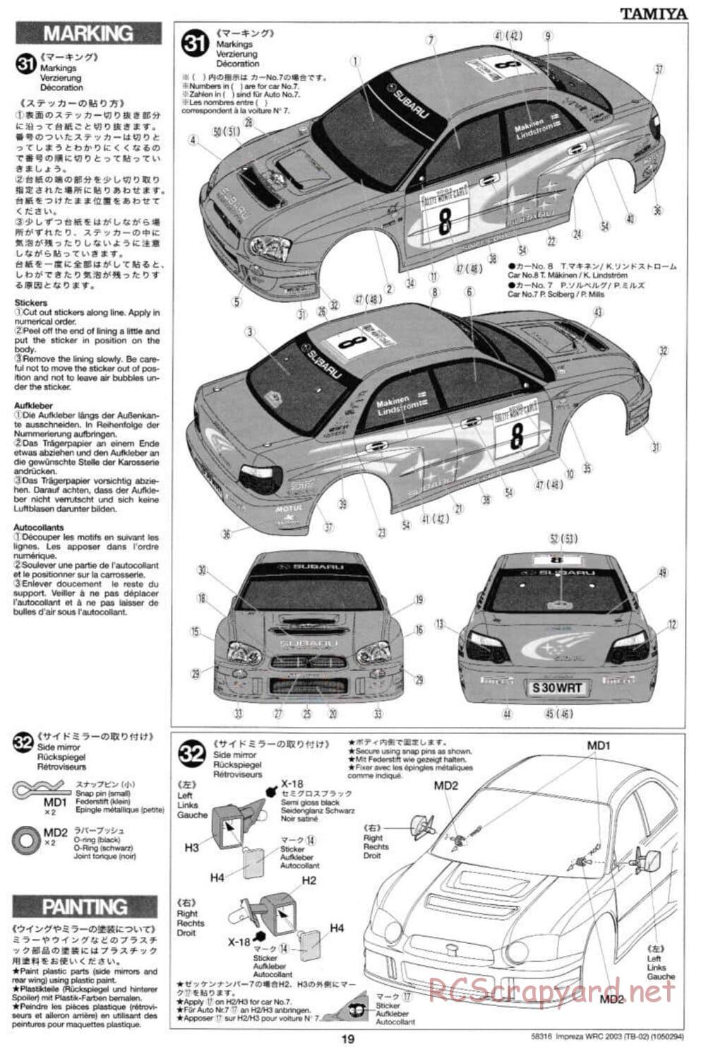 Tamiya - Subaru Impreza WRC 2003 - TB-02 Chassis - Manual - Page 19