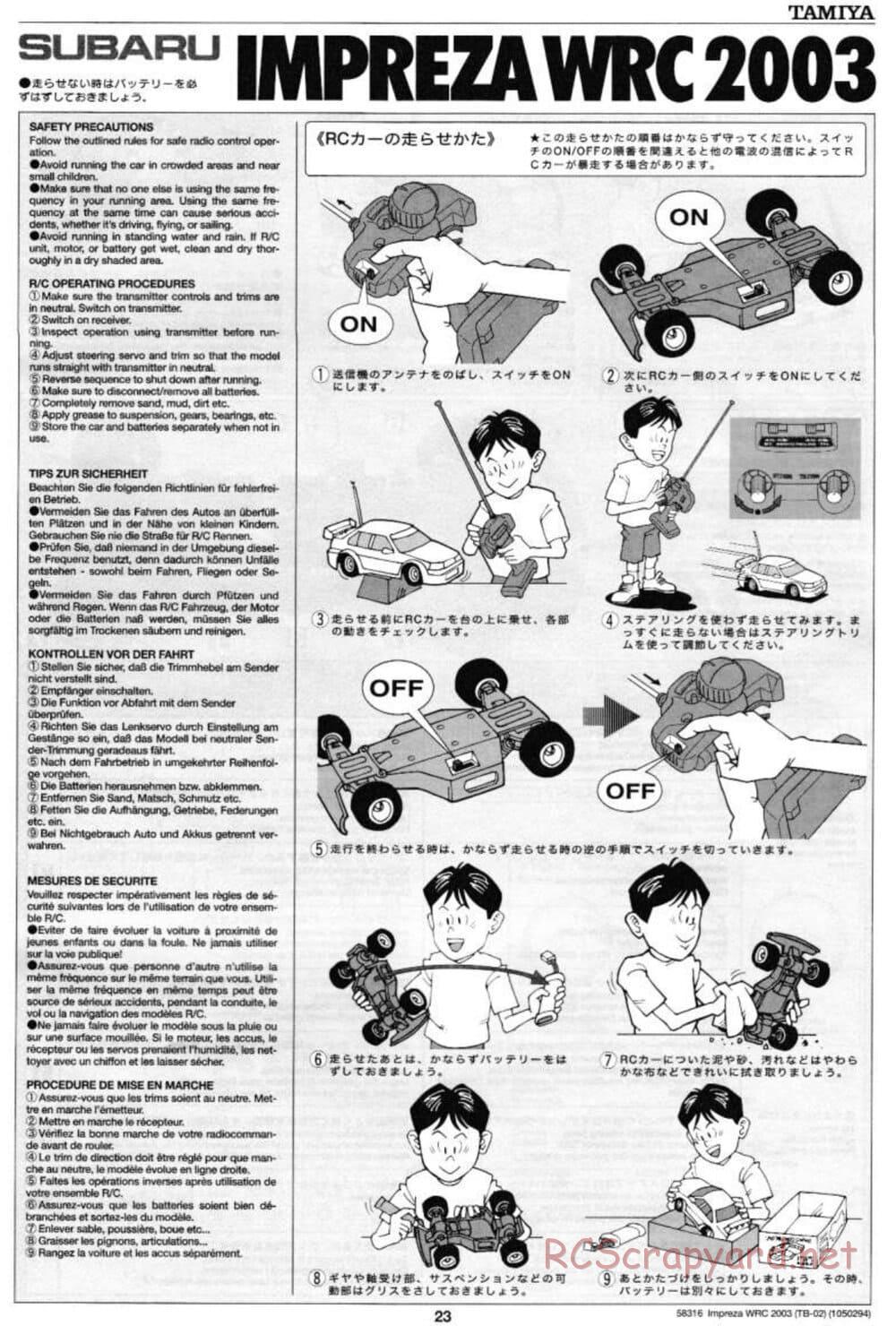 Tamiya - Subaru Impreza WRC 2003 - TB-02 Chassis - Manual - Page 23