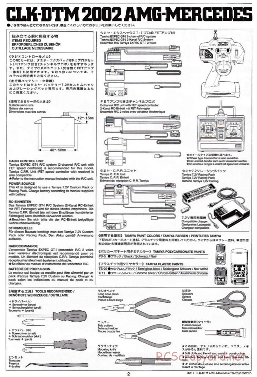 Tamiya - CLK DTM 2002 AMG Mercedes - TB-02 Chassis - Manual - Page 2