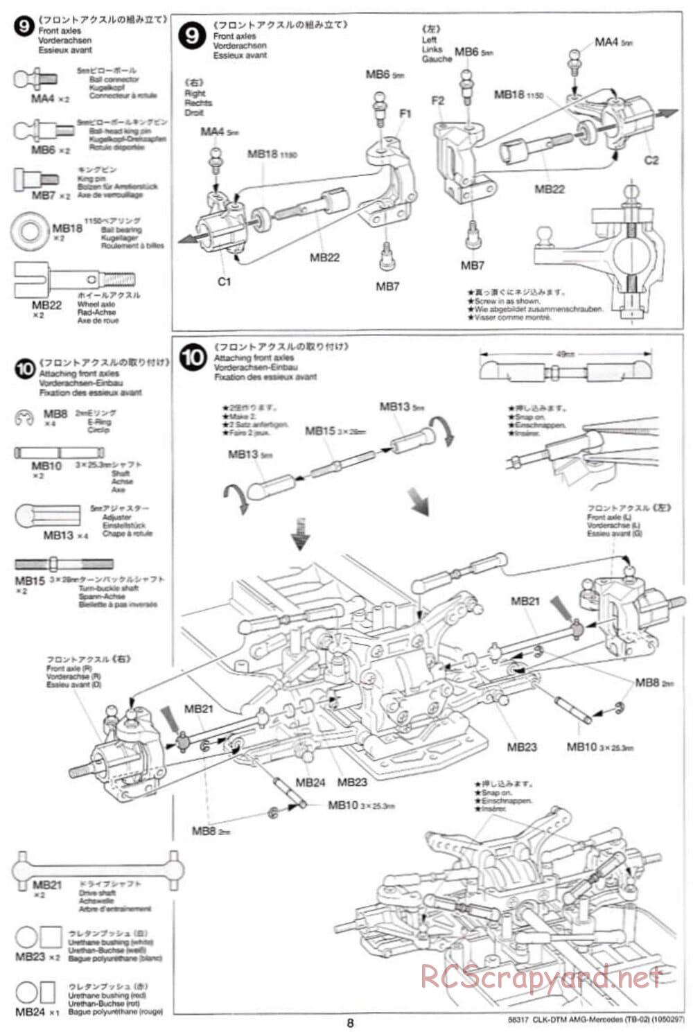 Tamiya - CLK DTM 2002 AMG Mercedes - TB-02 Chassis - Manual - Page 8