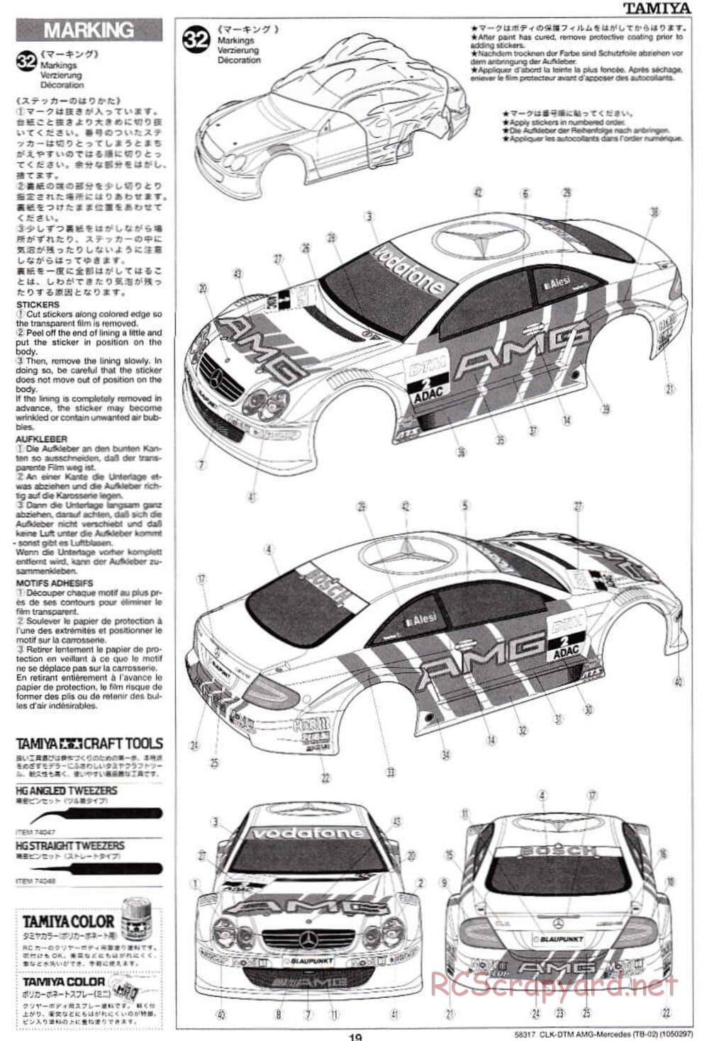 Tamiya - CLK DTM 2002 AMG Mercedes - TB-02 Chassis - Manual - Page 19