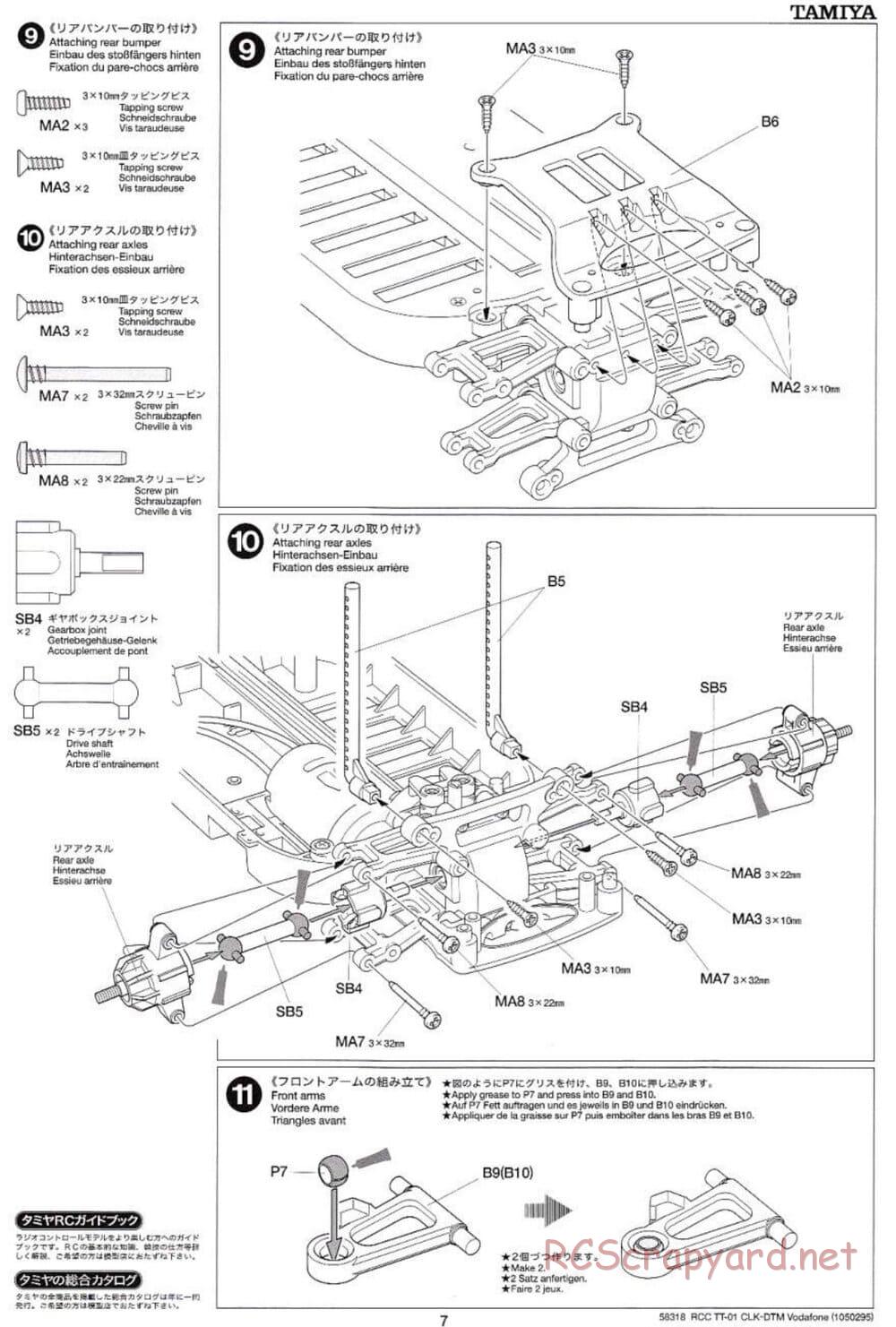 Tamiya - Mercedes-Benz CLK-DTM Team Vodafone AMG-Mercedes - TT-01 Chassis - Manual - Page 7
