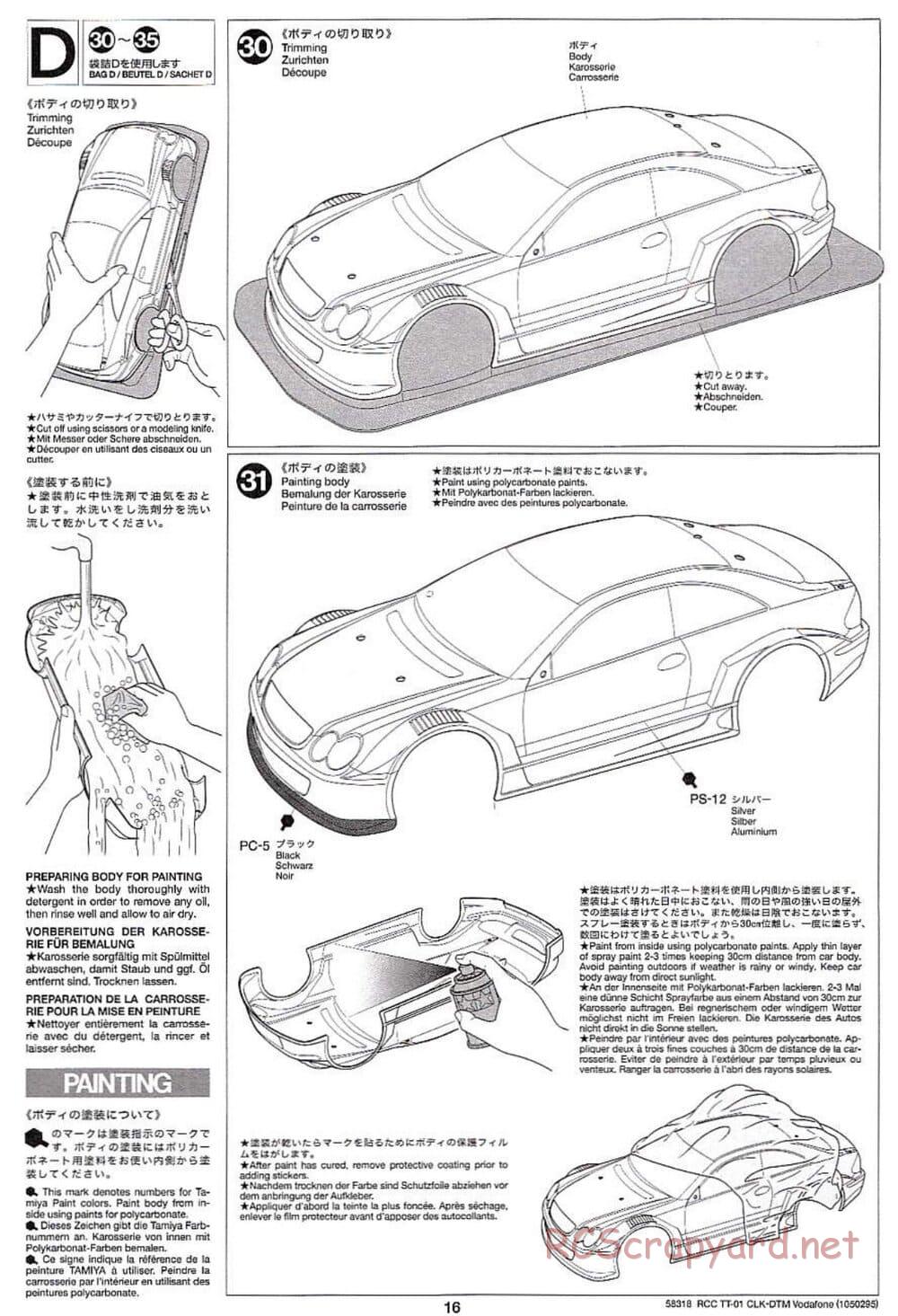 Tamiya - Mercedes-Benz CLK-DTM Team Vodafone AMG-Mercedes - TT-01 Chassis - Manual - Page 16