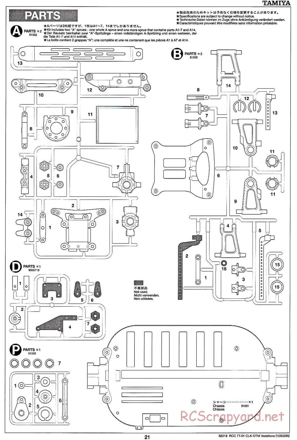 Tamiya - Mercedes-Benz CLK-DTM Team Vodafone AMG-Mercedes - TT-01 Chassis - Manual - Page 21