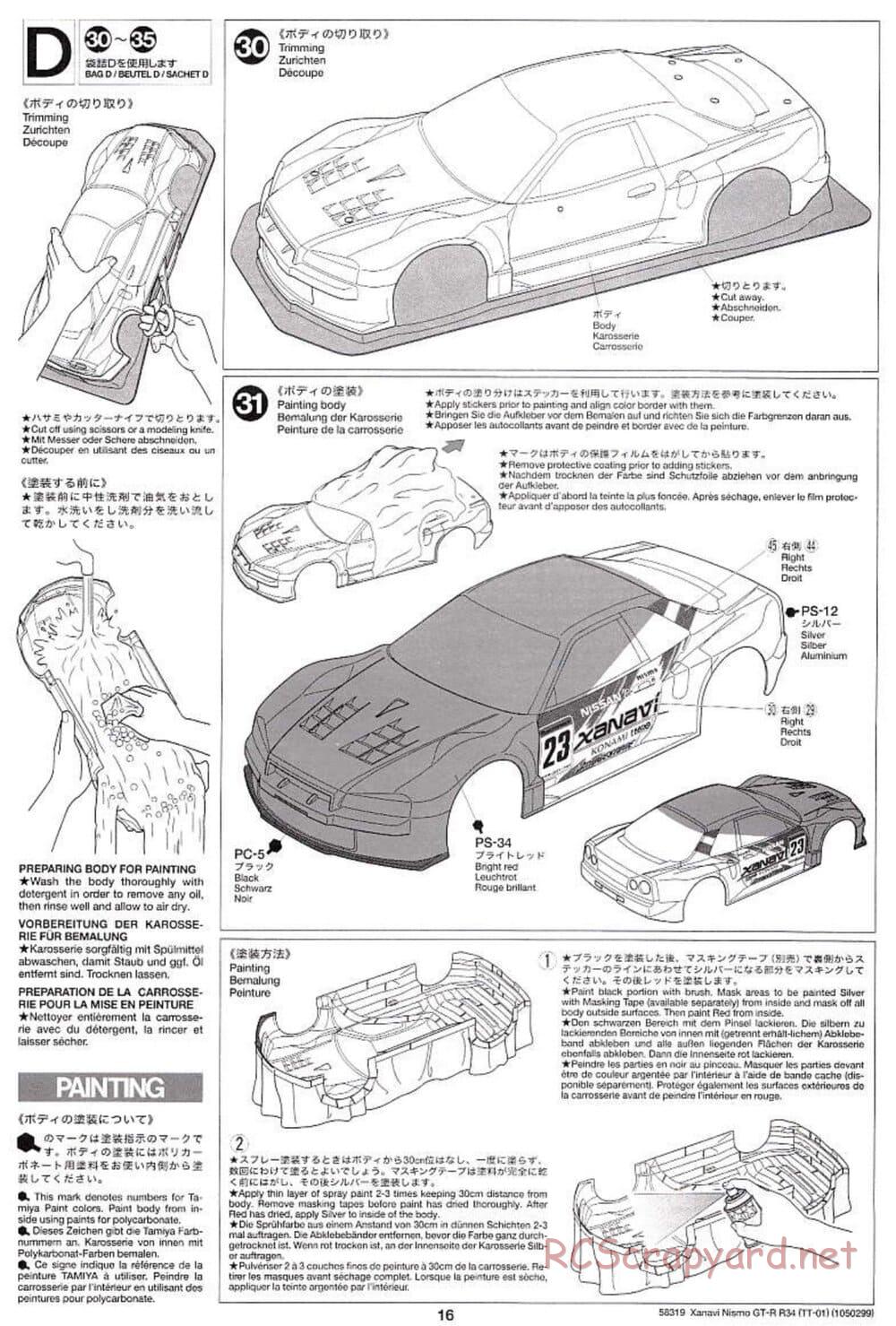 Tamiya - Xanavi Nismo GT-R R34 - TT-01 Chassis - Manual - Page 16