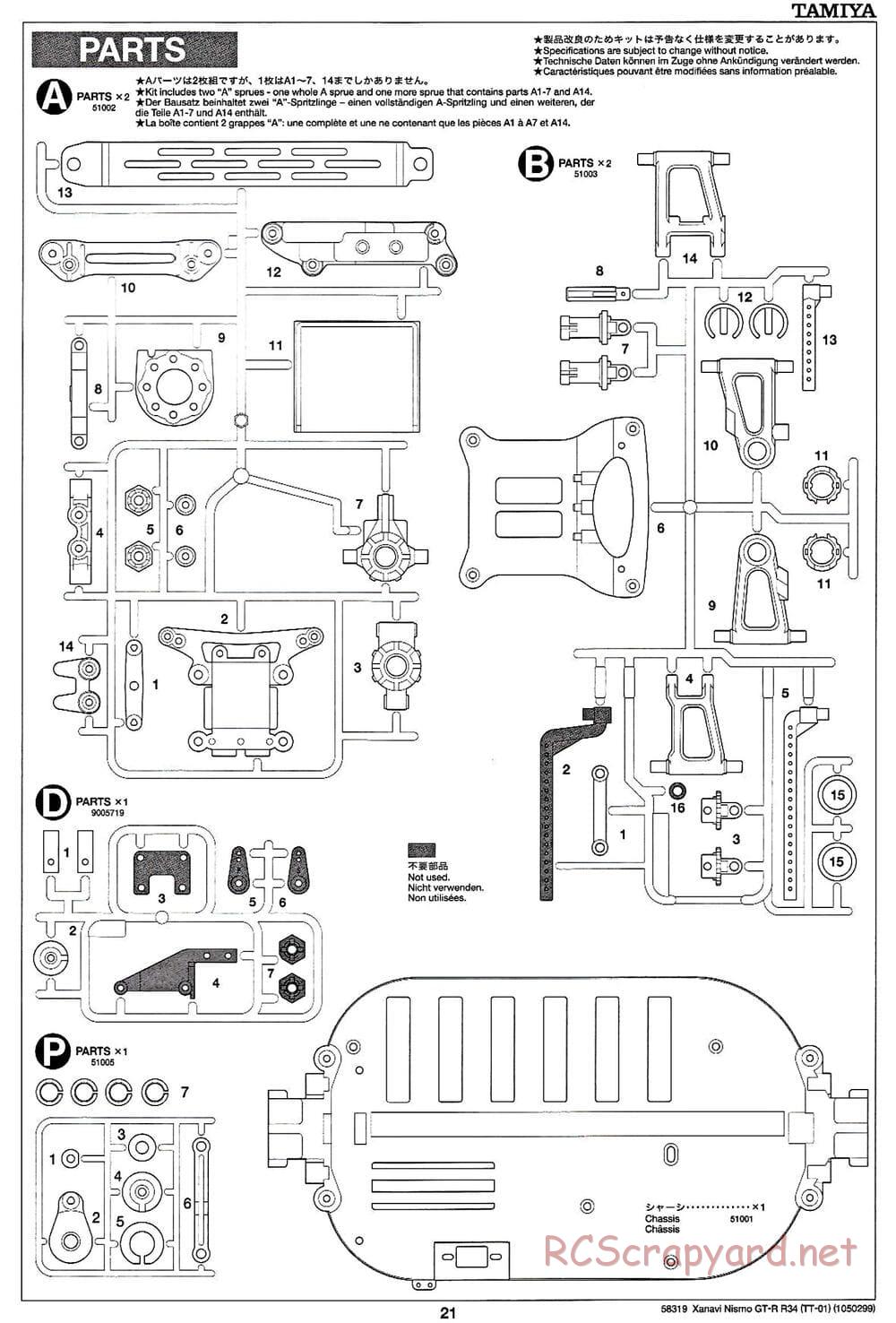 Tamiya - Xanavi Nismo GT-R R34 - TT-01 Chassis - Manual - Page 21