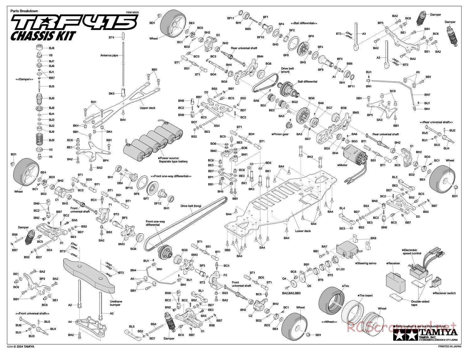 Tamiya - TRF415 Chassis - Exploded View