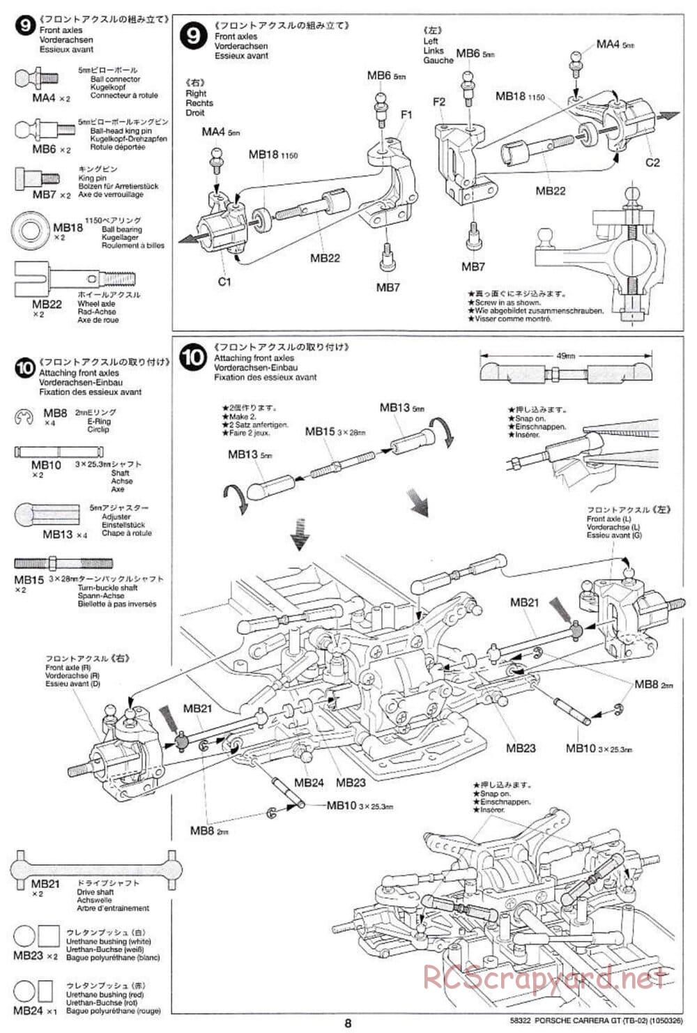 Tamiya - Porsche Carrera GT - TB-02 Chassis - Manual - Page 8
