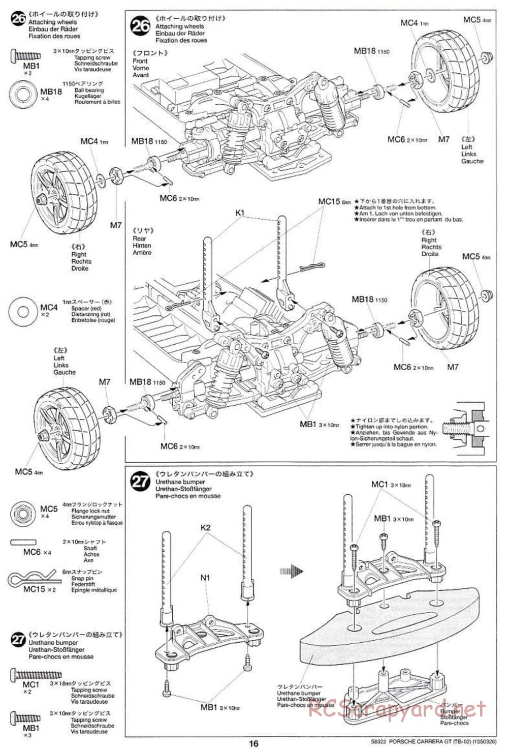 Tamiya - Porsche Carrera GT - TB-02 Chassis - Manual - Page 16