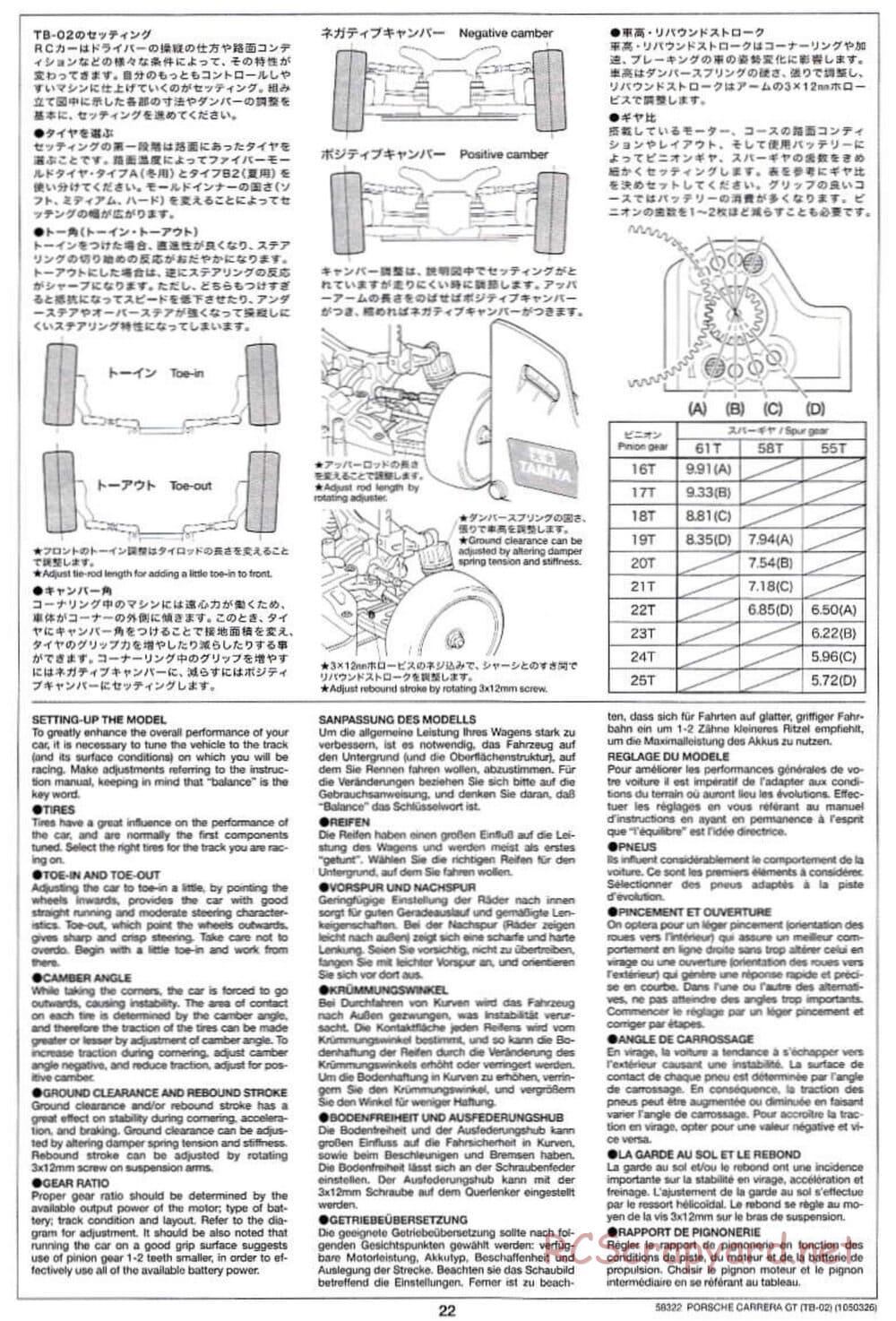Tamiya - Porsche Carrera GT - TB-02 Chassis - Manual - Page 22
