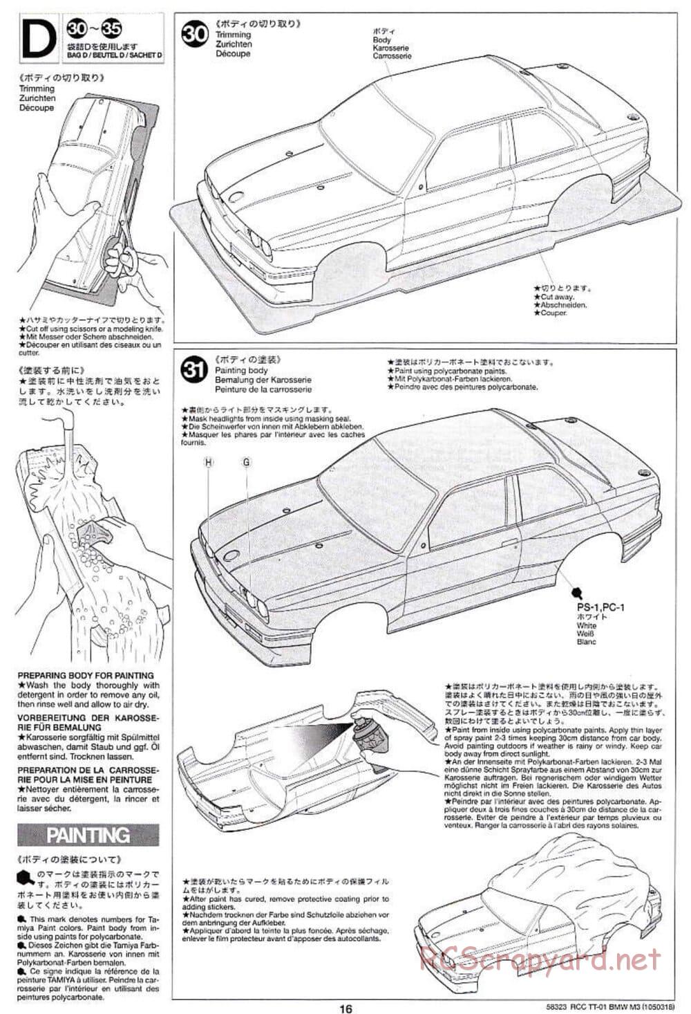 Tamiya - Schnitzer BMW M3 Sport Evo - TT-01 Chassis - Manual - Page 16