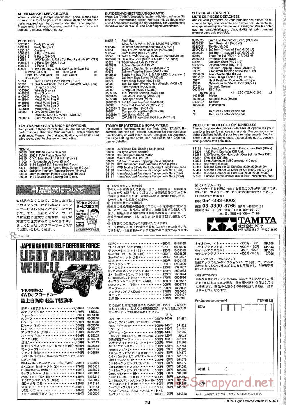Tamiya - JGSDF Light Armored Vehicle - TA-01 Chassis - Manual - Page 24