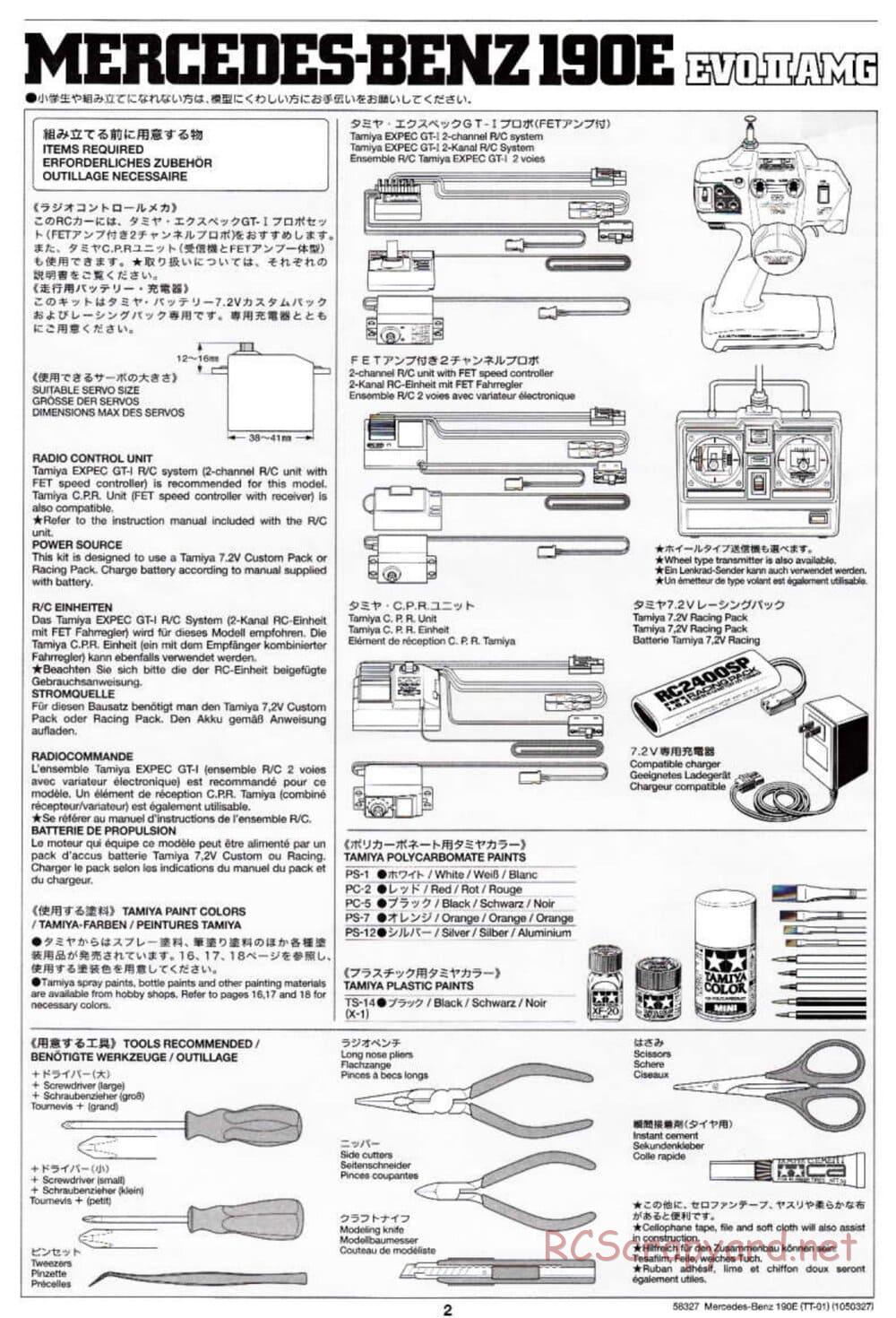 Tamiya - Mercedes Benz 190E Evo.II AMG - TT-01 Chassis - Manual - Page 2