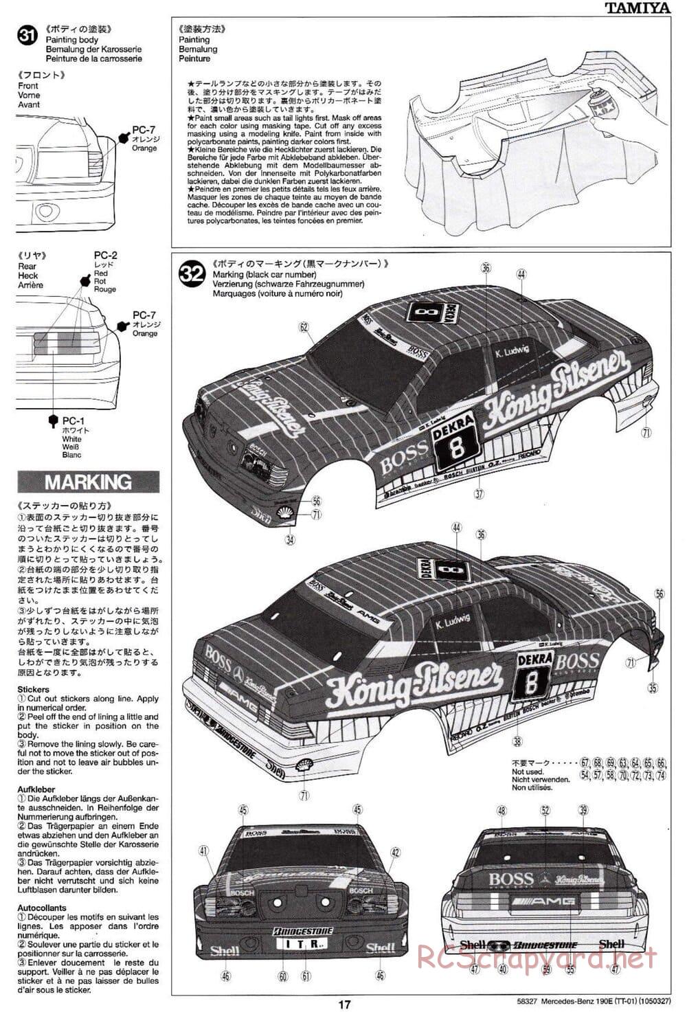 Tamiya - Mercedes Benz 190E Evo.II AMG - TT-01 Chassis - Manual - Page 17