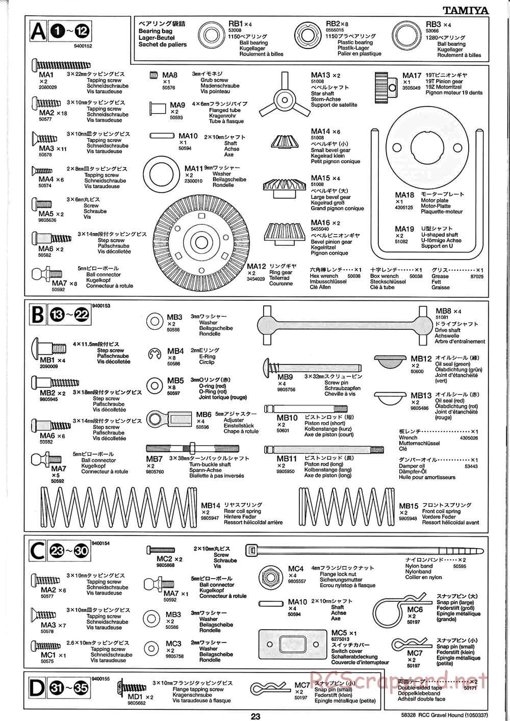 Tamiya - Gravel Hound Chassis - Manual - Page 23