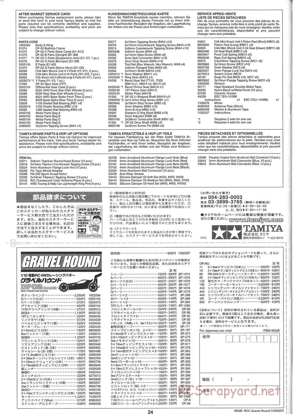 Tamiya - Gravel Hound Chassis - Manual - Page 24