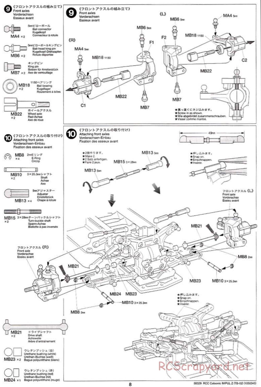 Tamiya - Calsonic Impul Z - TB-02 Chassis - Manual - Page 8