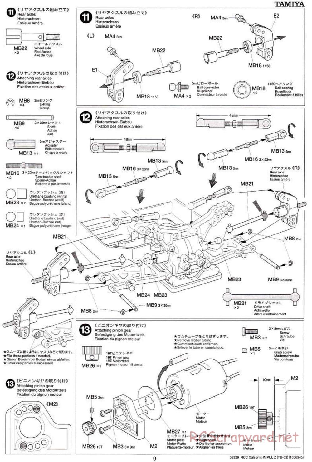 Tamiya - Calsonic Impul Z - TB-02 Chassis - Manual - Page 9