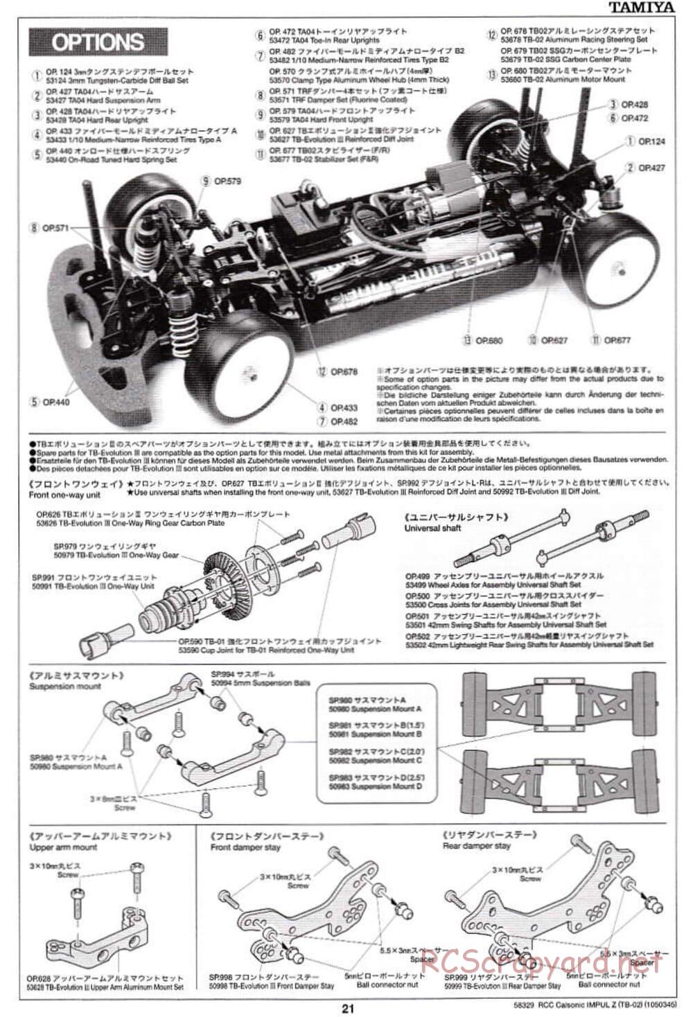 Tamiya - Calsonic Impul Z - TB-02 Chassis - Manual - Page 21