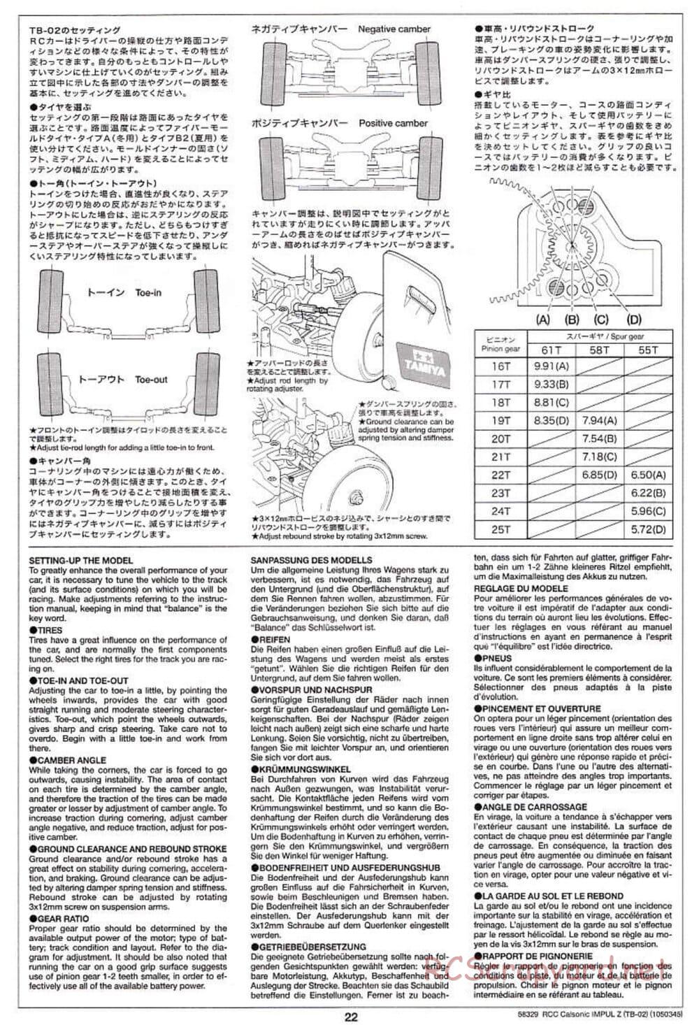 Tamiya - Calsonic Impul Z - TB-02 Chassis - Manual - Page 22