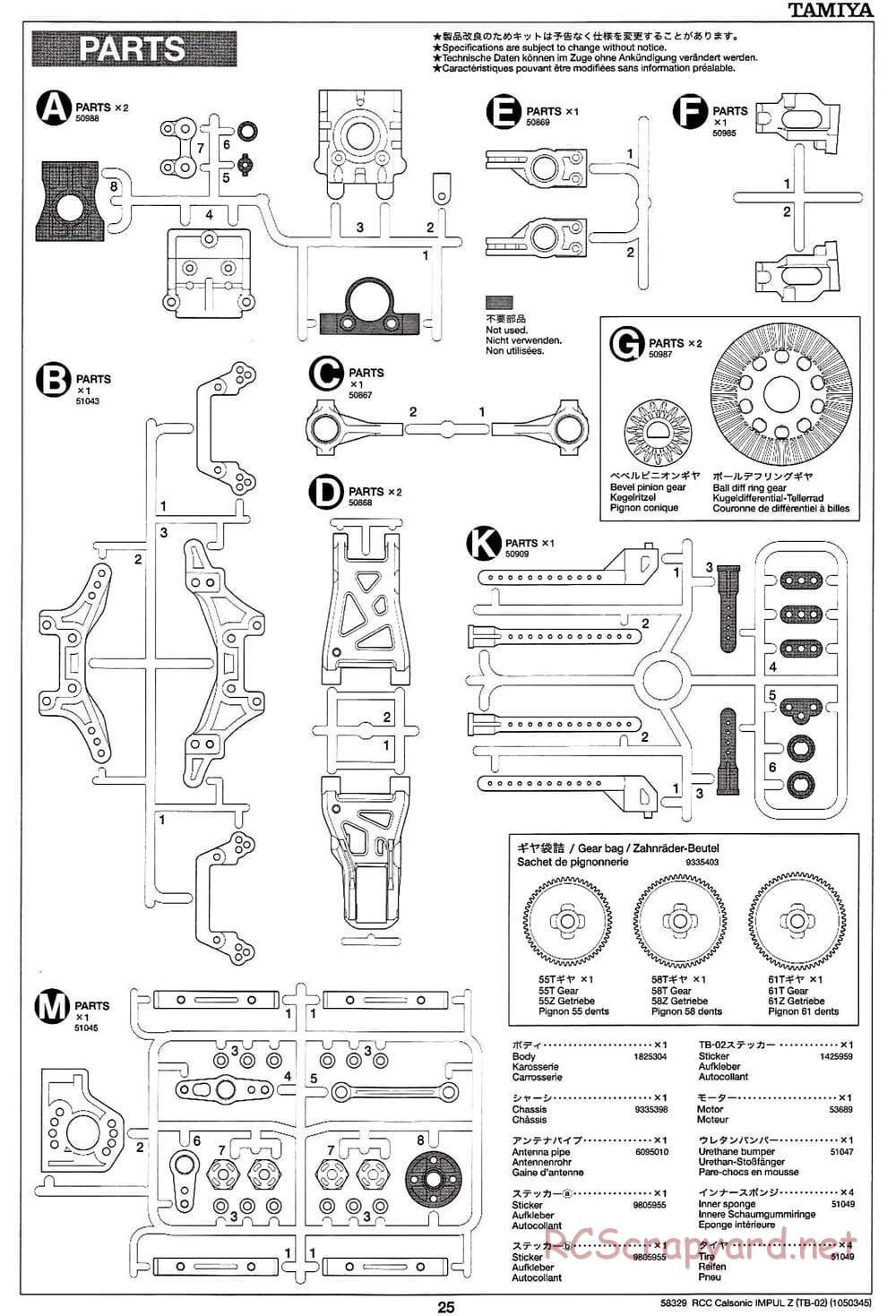 Tamiya - Calsonic Impul Z - TB-02 Chassis - Manual - Page 25