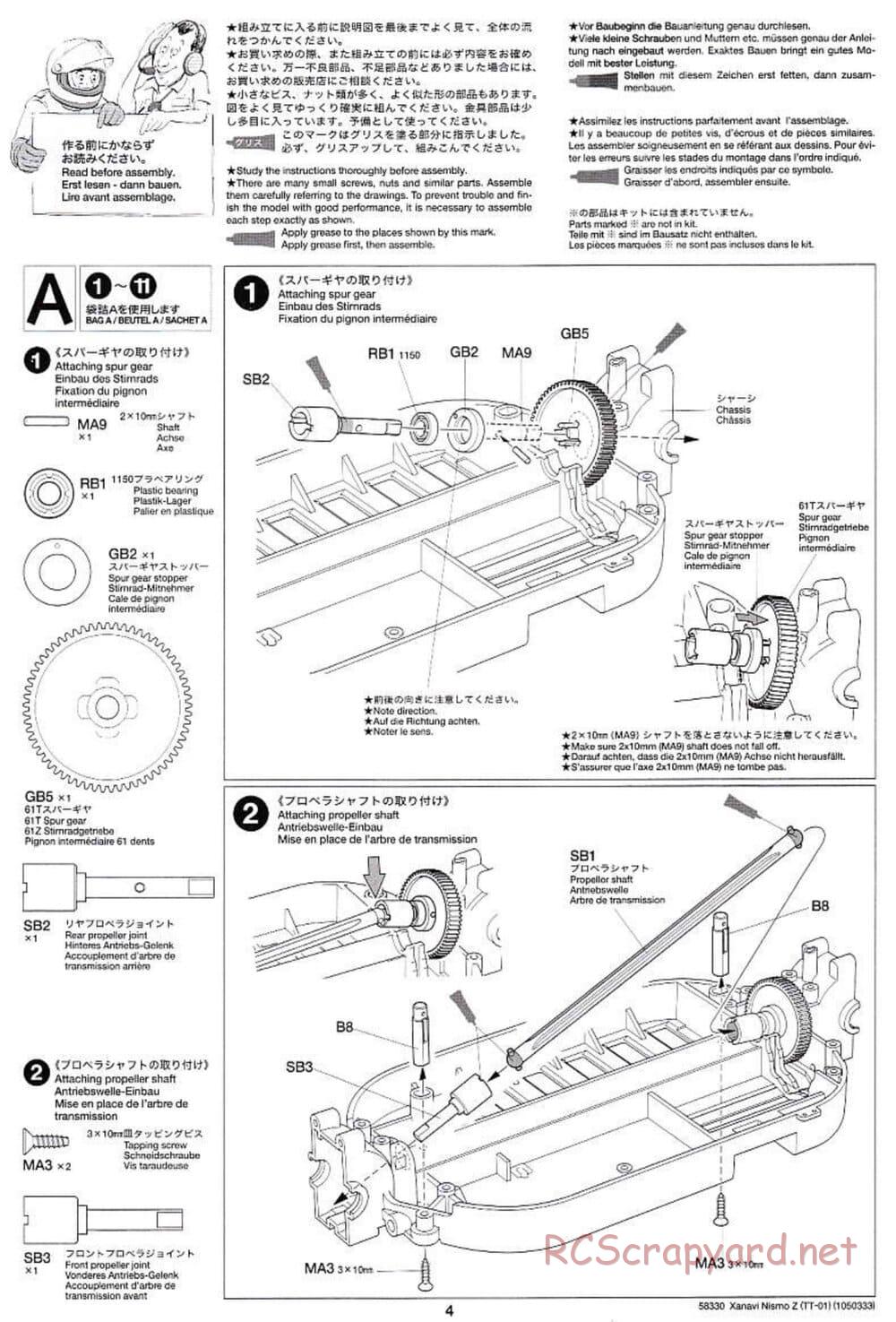 Tamiya - Xanavi Nismo Z - TT-01 Chassis - Manual - Page 4