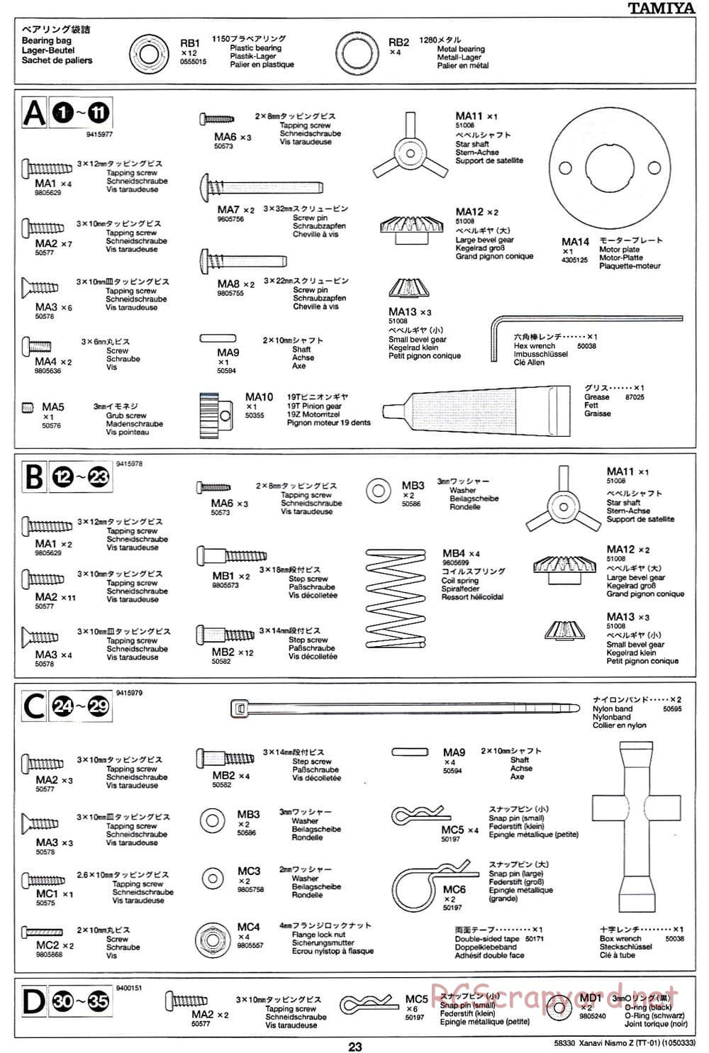 Tamiya - Xanavi Nismo Z - TT-01 Chassis - Manual - Page 23