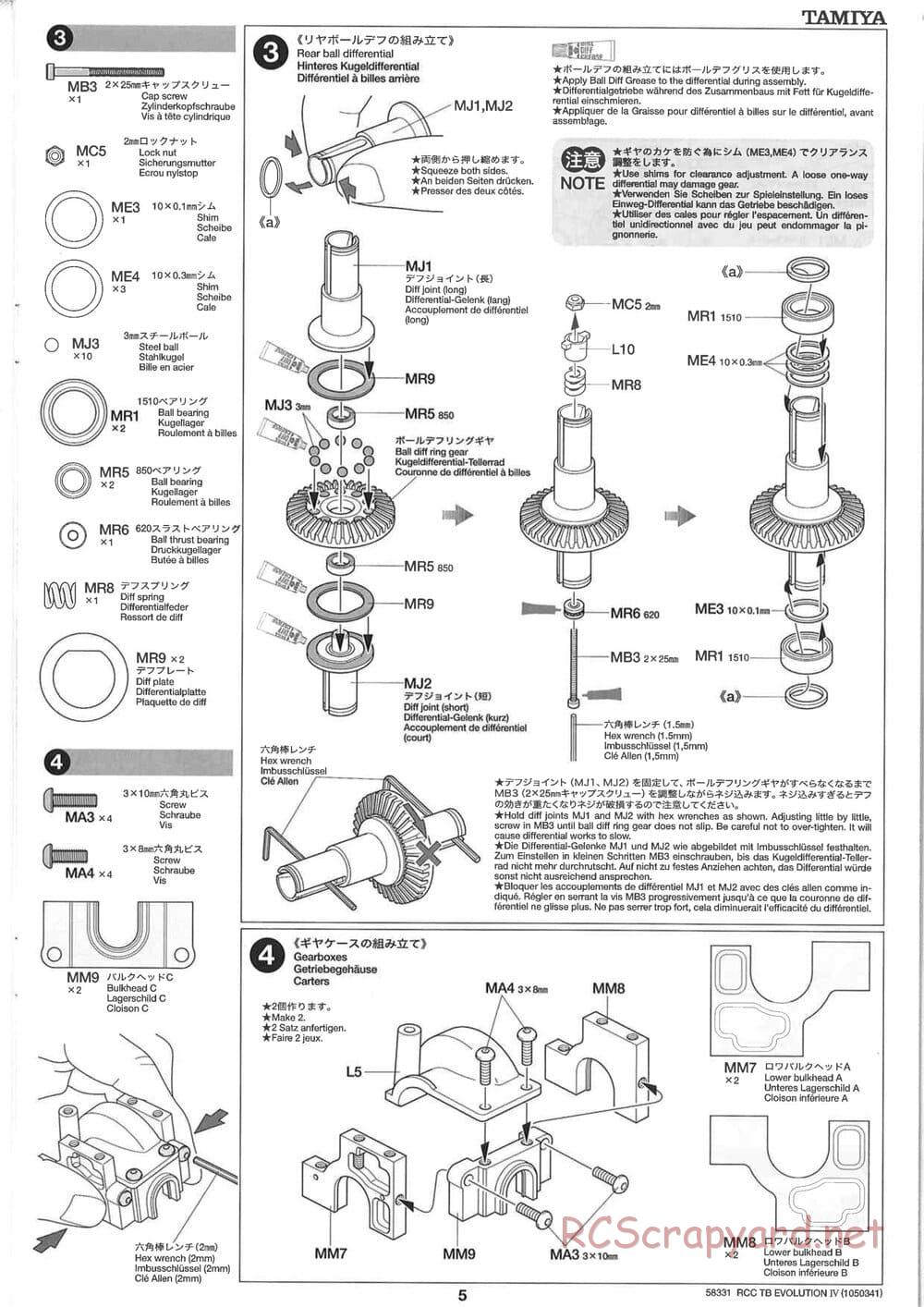 Tamiya - TB Evolution IV Chassis - Manual - Page 5