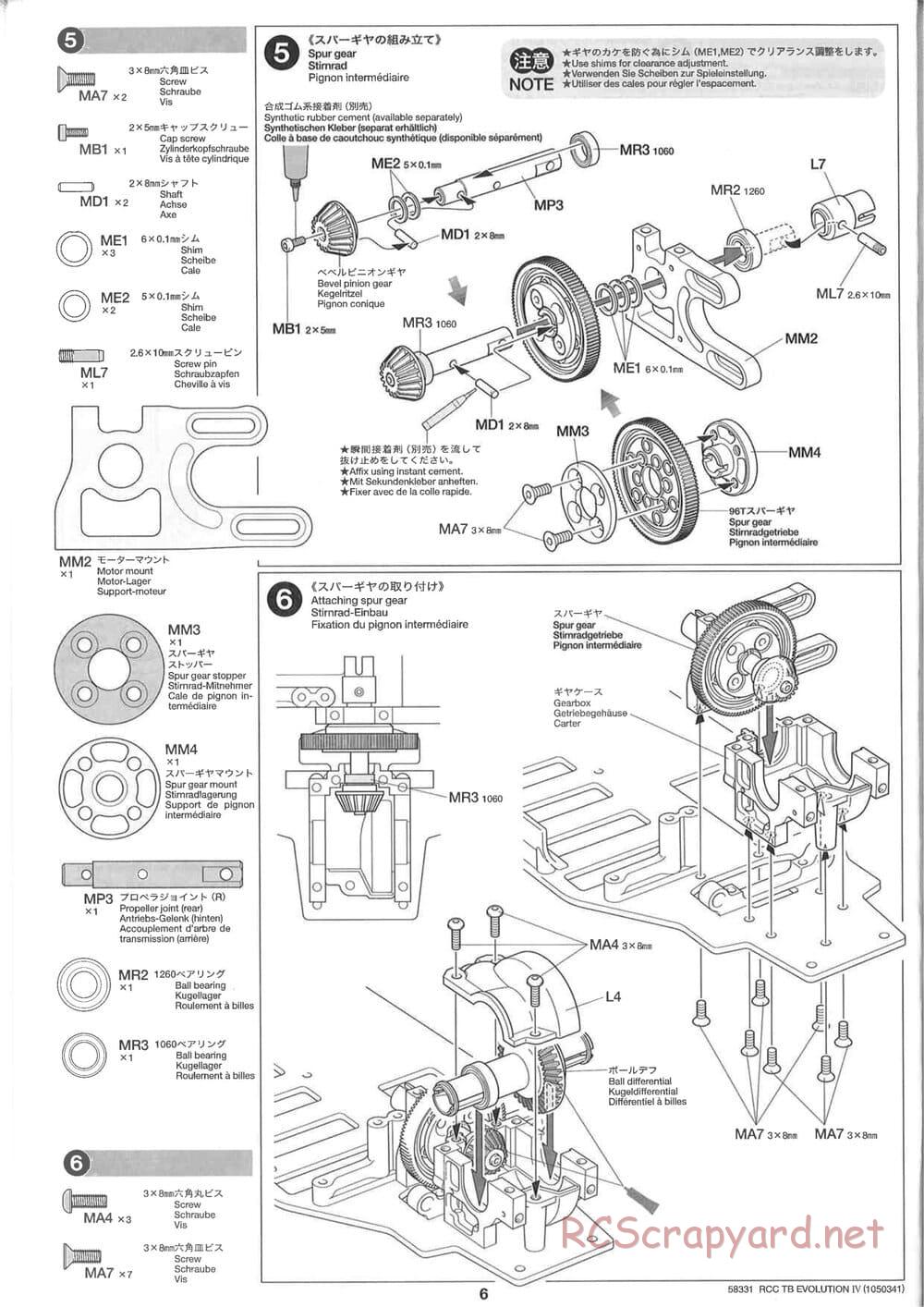 Tamiya - TB Evolution IV Chassis - Manual - Page 6