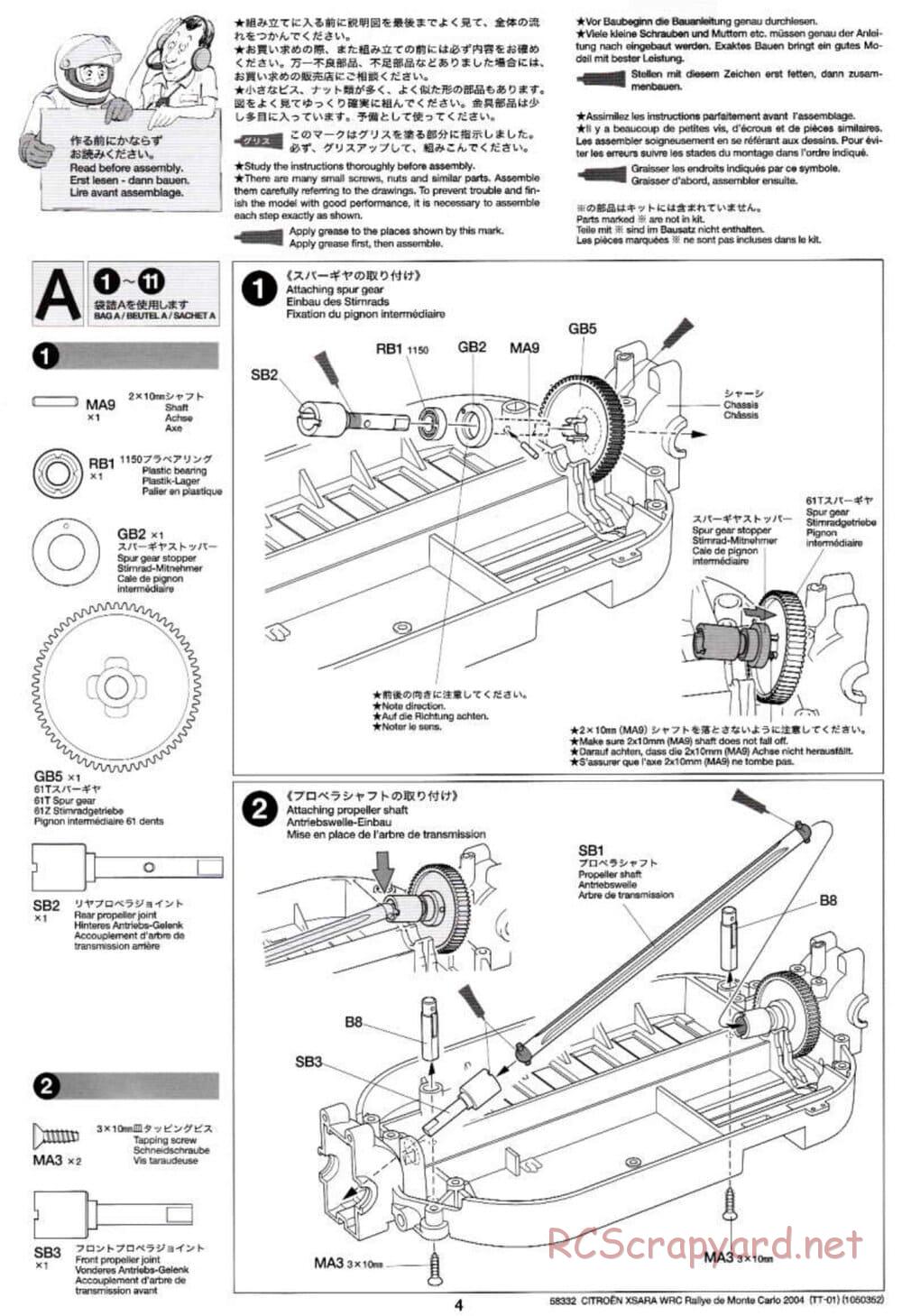 Tamiya - Citroen Xsara WRC Rallye De Monte Carlo 2004 - TT-01 Chassis - Manual - Page 4