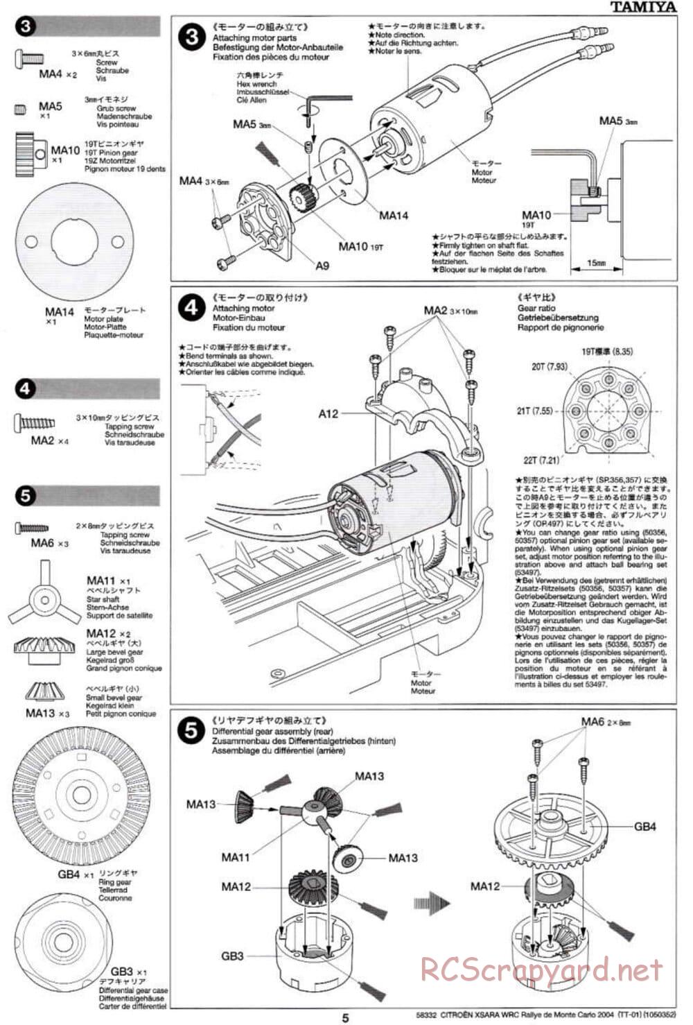 Tamiya - Citroen Xsara WRC Rallye De Monte Carlo 2004 - TT-01 Chassis - Manual - Page 5